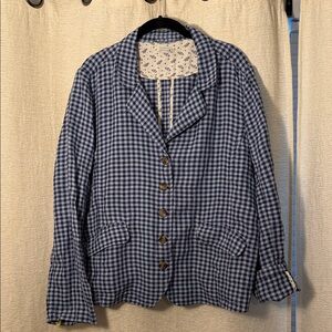 Sundance Navy and White Gingham Blazer